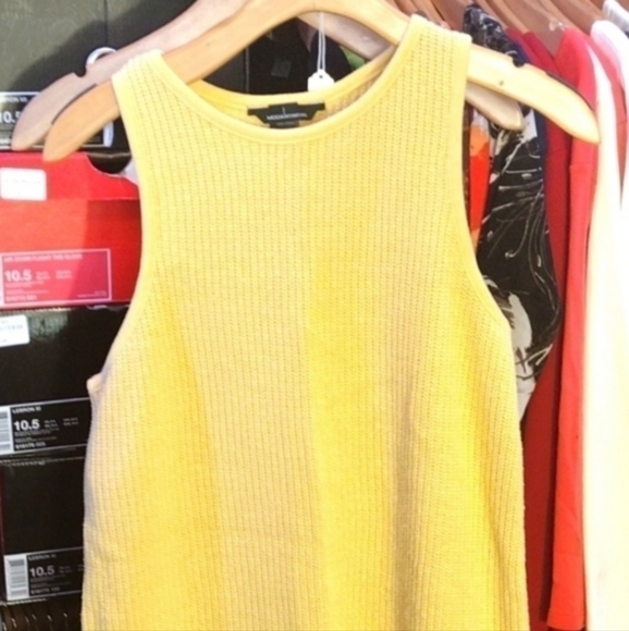 VINTAGE knit tank top large yellow - Picture 2 of 4